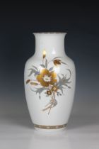 A German Kaiser "Prelude" white porcelain vase polychrome and gilt floral decoration, underglaze
