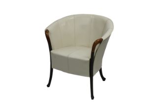 A late 20th century Giorgetti "Progetti" cream leather club chair labels beneath and tag "