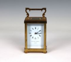 A Matthew Norman carriage clock 20th Century, with visible escapement, white dial with Roman