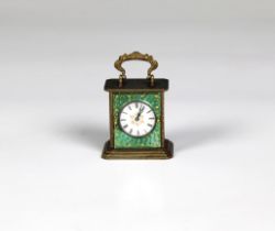 A good French miniature enamelled mantel clock late 19th century, signed Brevet to base, with