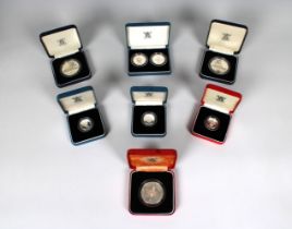 A collection of silver proof Channel Island commemorative coinage to include 2 x 1989 Guernsey Royal