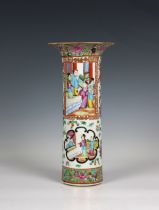 A Chinese famille rose sleeve vase probably 19th century, painted in the typical Cantonese manner