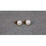 A pair of 18ct yellow gold pearl ear studs