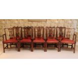 Set of 10 George III style mahogany dining chairs