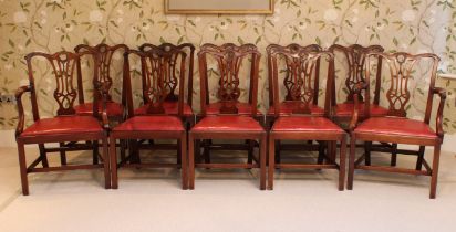 Set of 10 George III style mahogany dining chairs