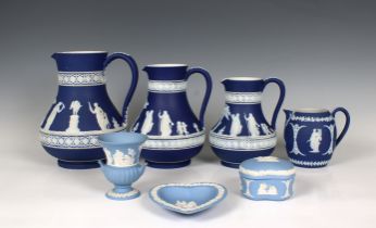 Four Jasperware Wedgwood jugs