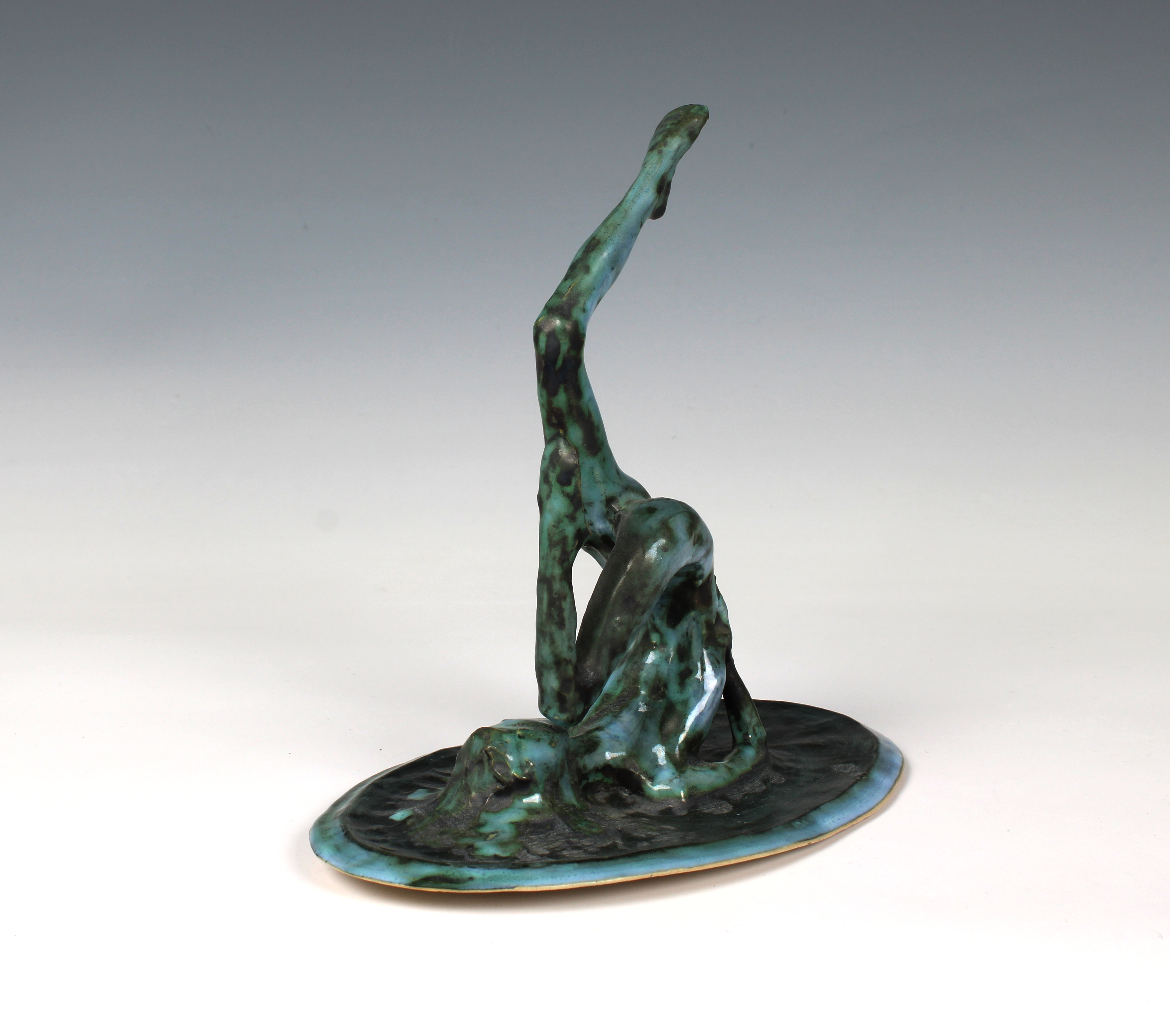 Elizabeth Ann Macphail (1939-89) glazed sculpture featuring a stylised figure doing exercise - Image 2 of 7