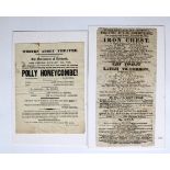 Two early 19th century theatre bills, one from the Theatre Royal, Drury Lane 1816