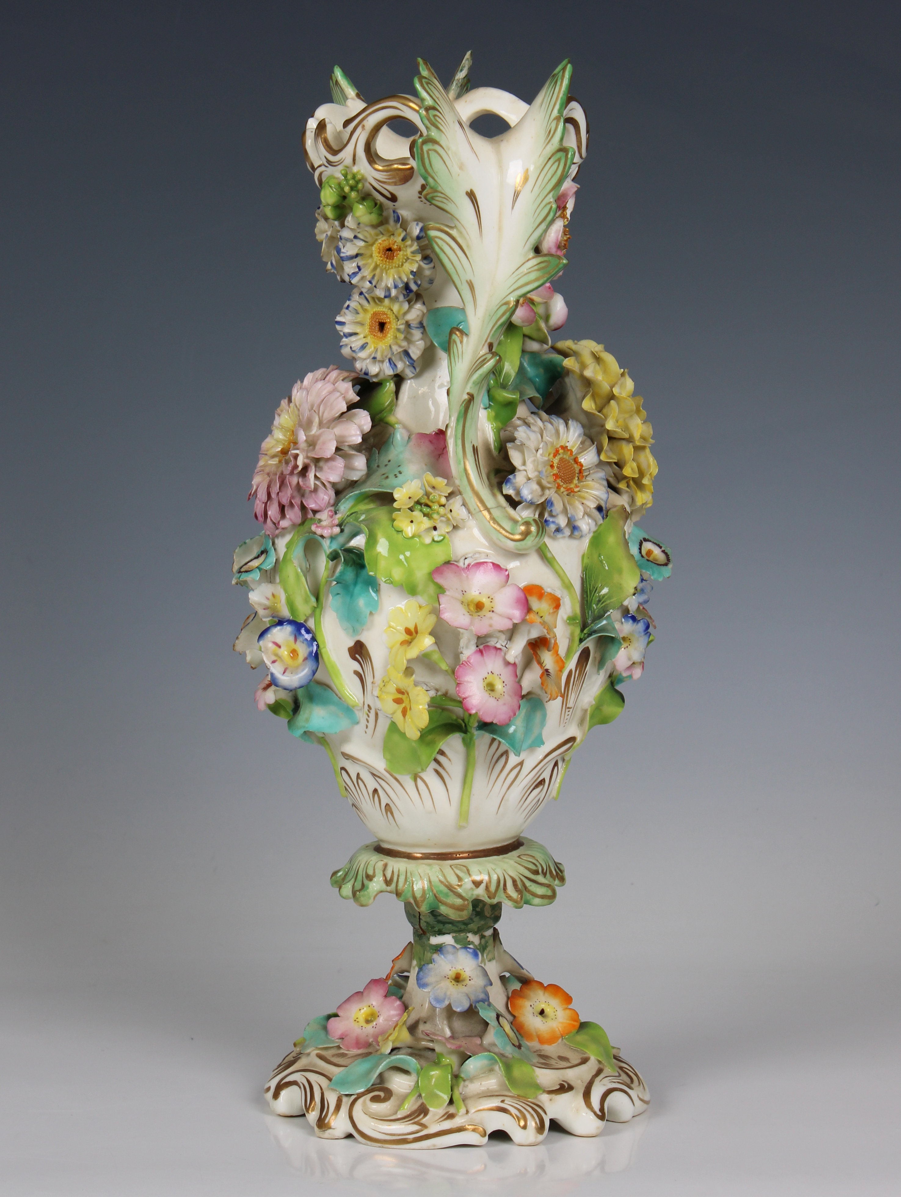 A Coalport Coalbrookedale porcelain two handled vase, circa 1840 - Image 4 of 6