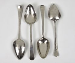 A set of four Channel Islands silver Old English pattern table spoons