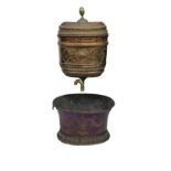 A French mid 19th century copper lavabo and basin
