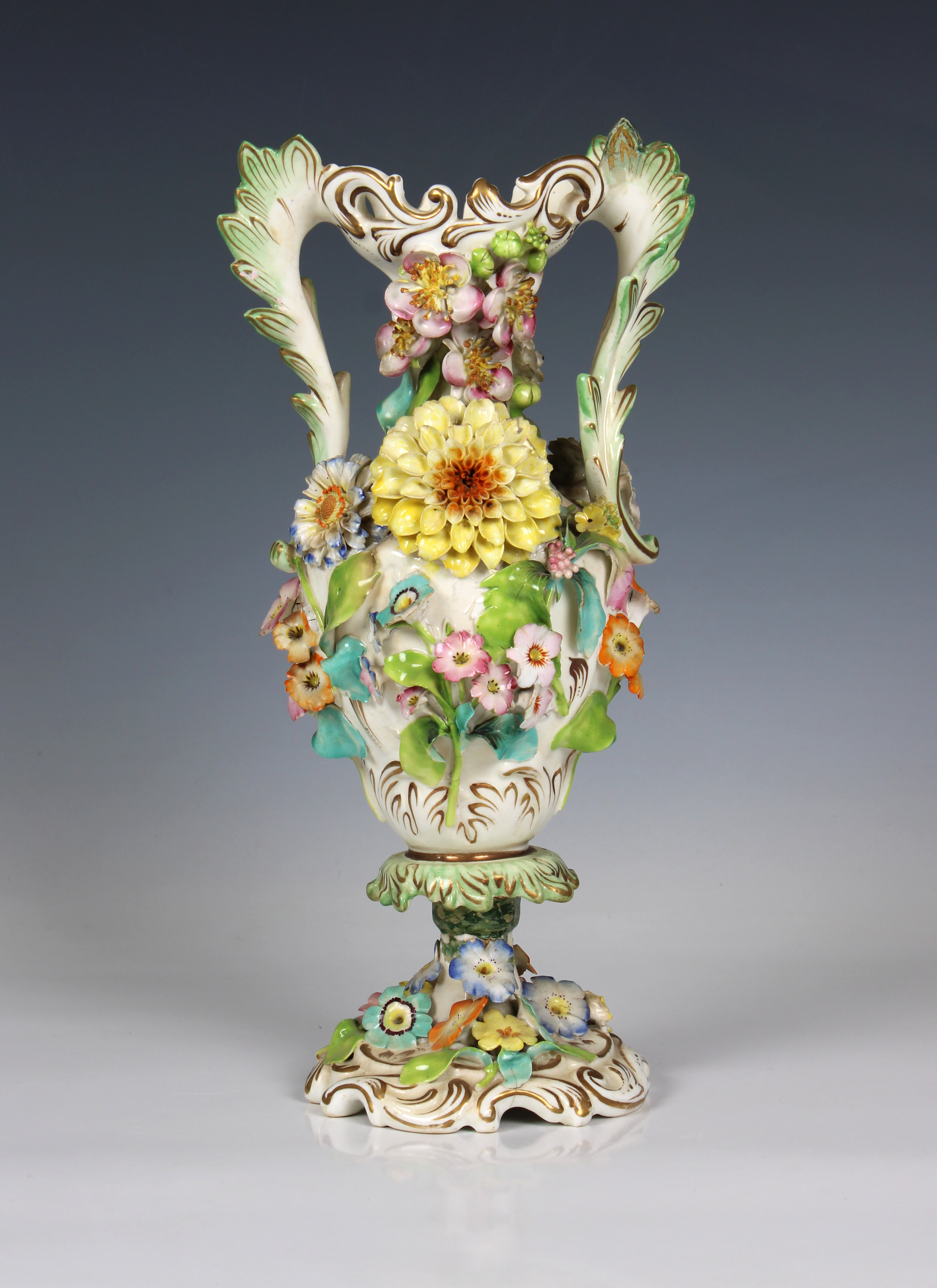 A Coalport Coalbrookedale porcelain two handled vase, circa 1840 - Image 2 of 6