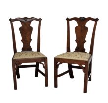 Pair of George II walnut side chairs