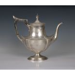 A 20th century Gorham "Plymouth" pattern sterling silver pedestal teapot