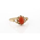 A 9ct gold and carnelian ring