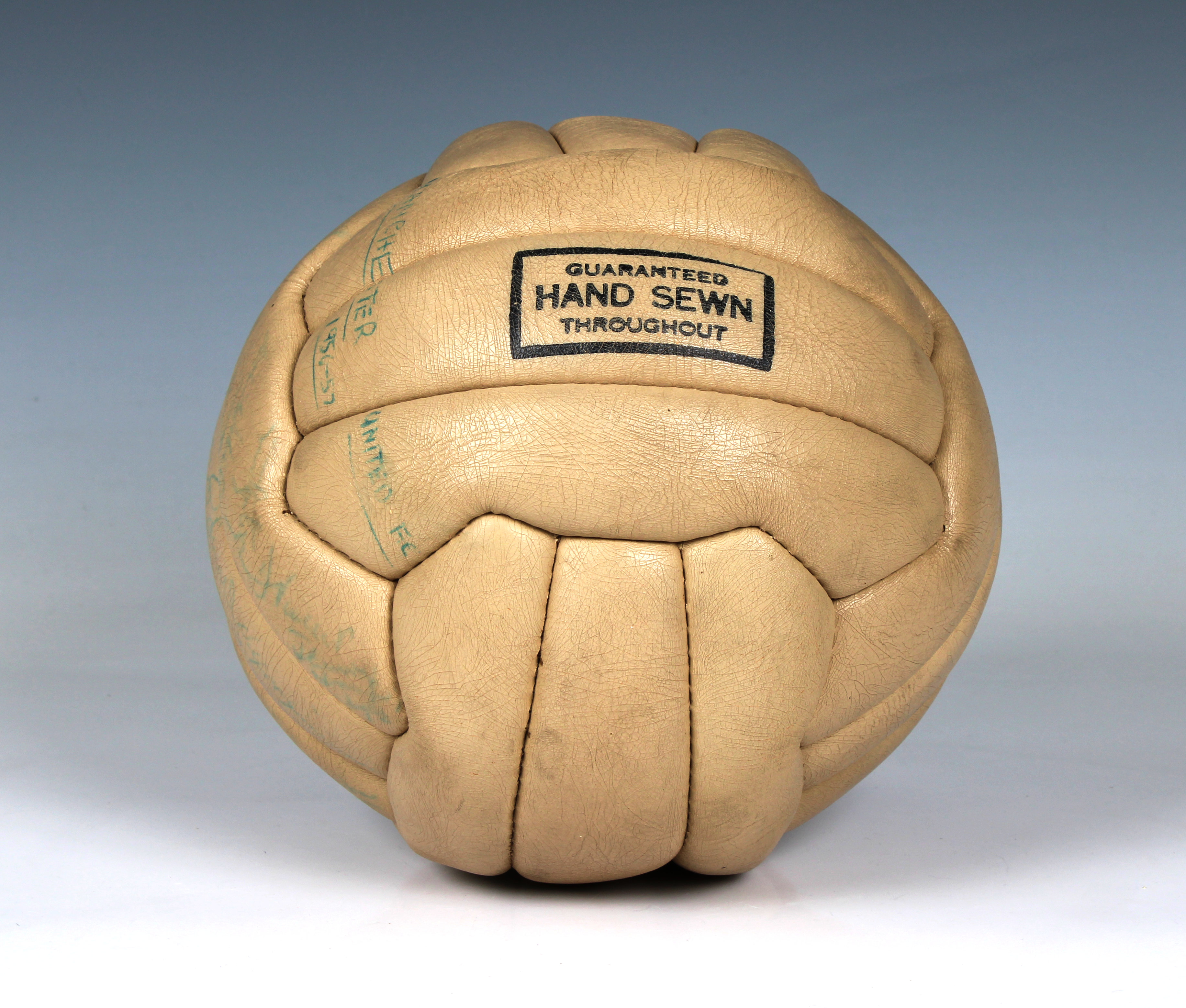 Busby Babes interest. A hand stitched leather football signed by players from Manchester United 1956 - Image 2 of 6