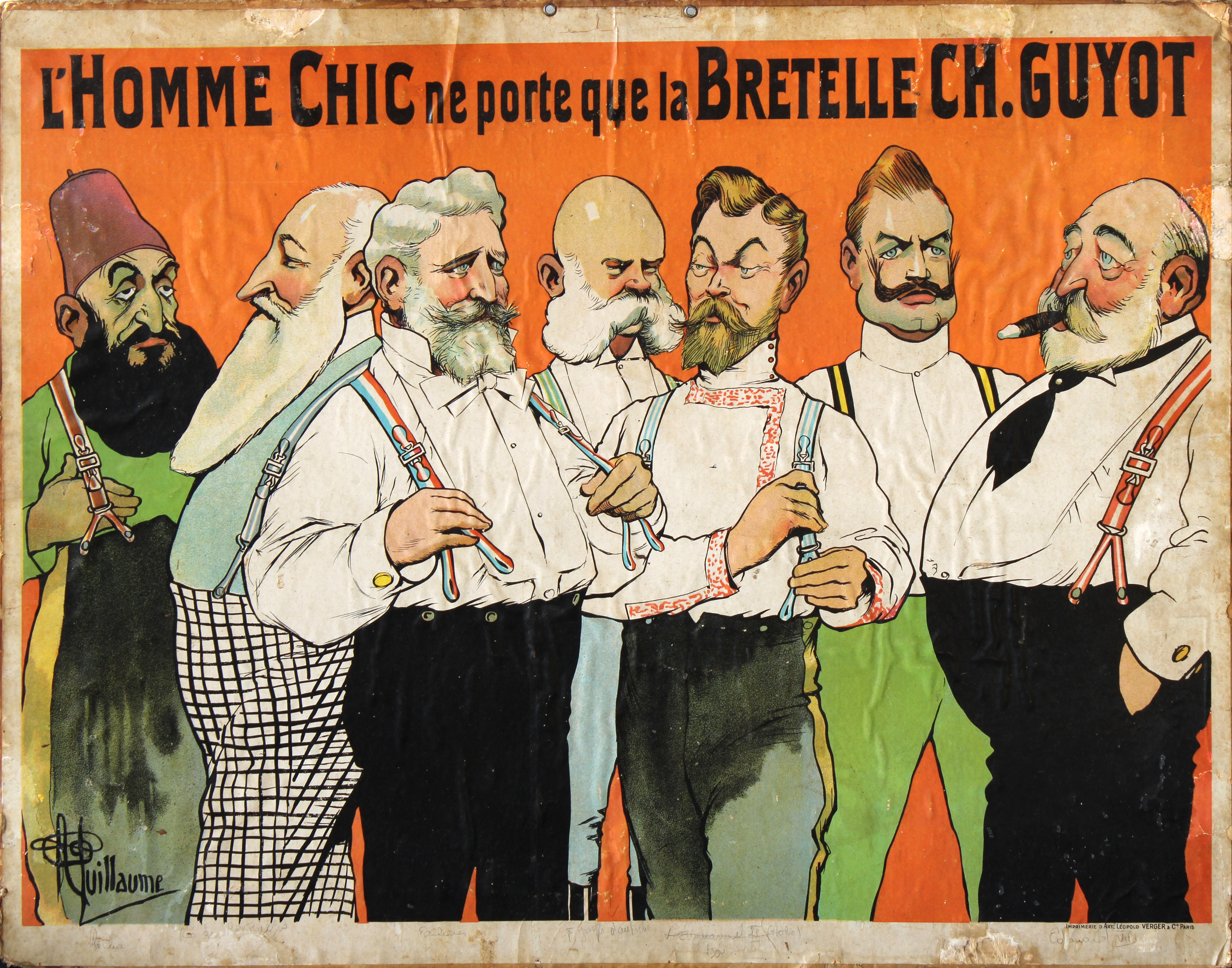 Albert Guillaume - Advertisement for Charles Guyot Suspenders - Lithographic Poster circa 1906