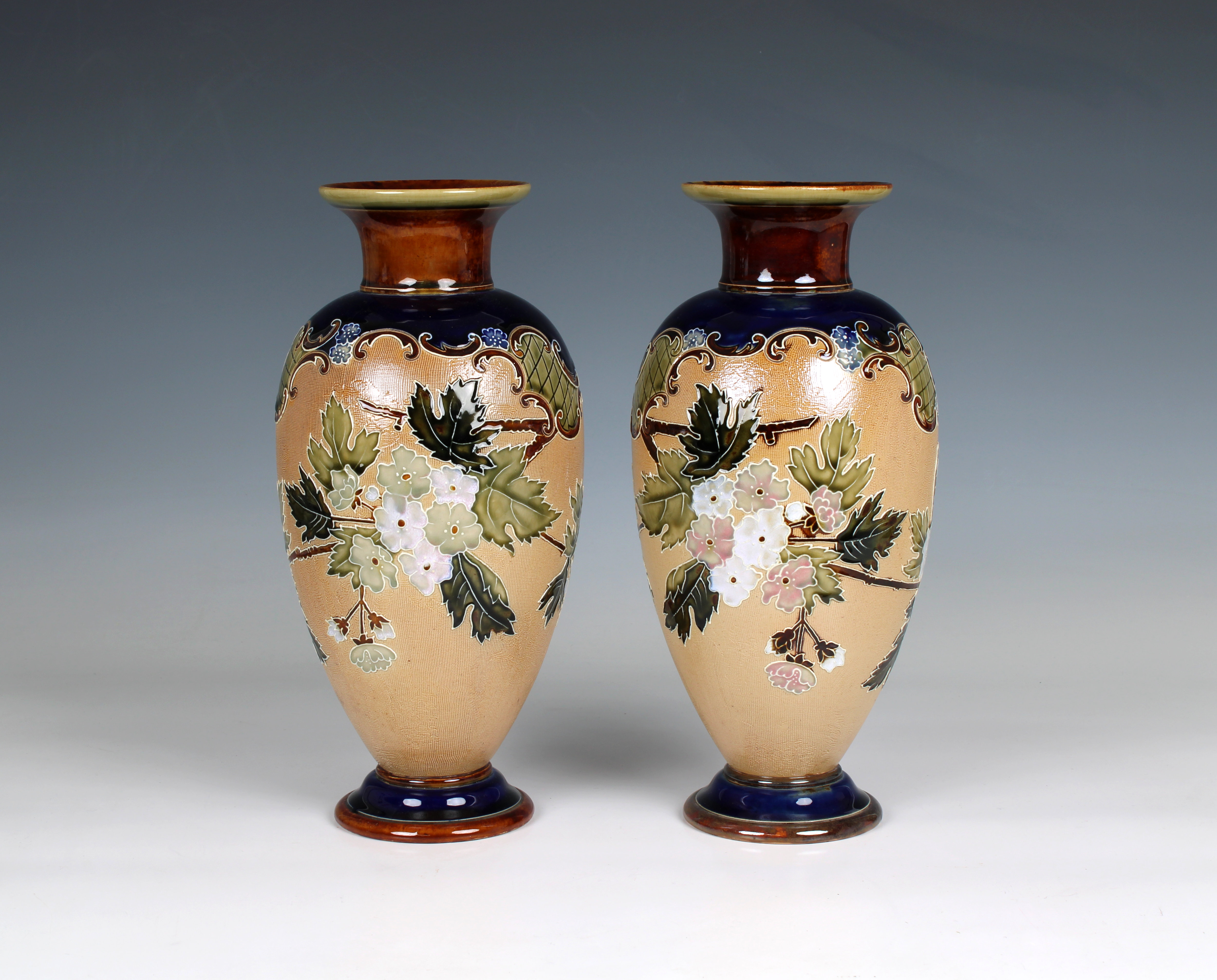 A matched pair of Doulton Lambeth Slater's Patent vases