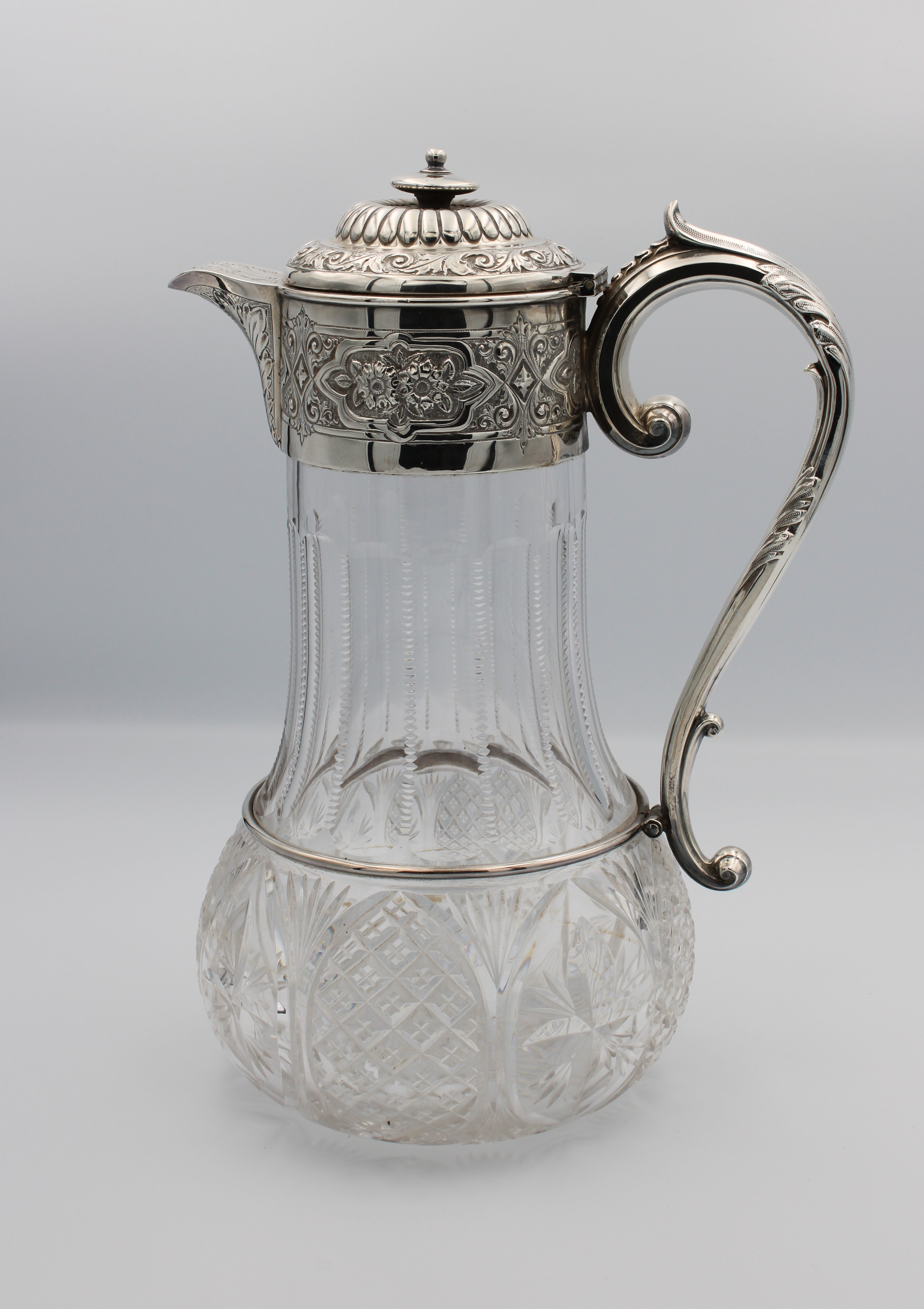 A Victorian silver and cut glass claret jug - Image 2 of 2