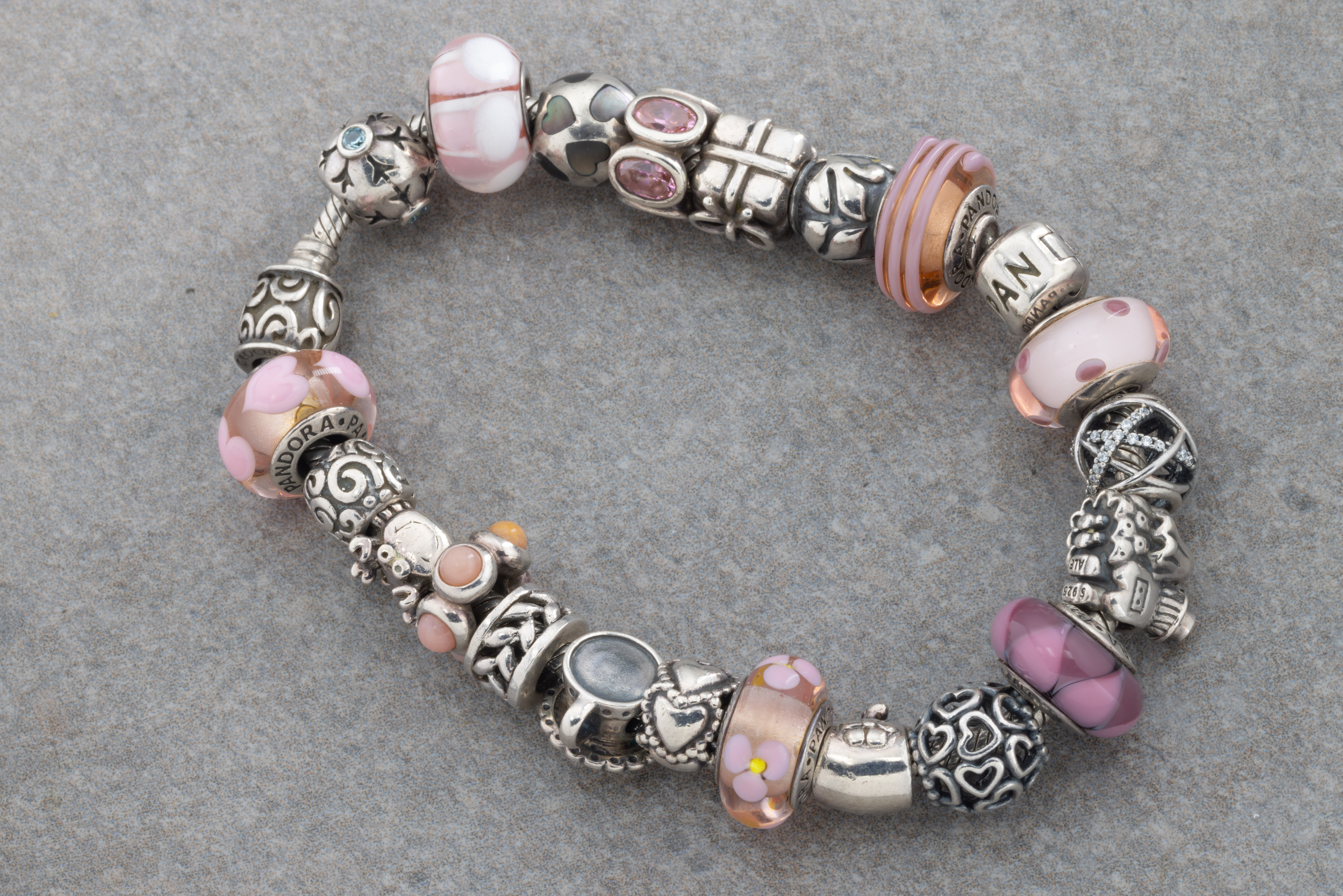 A Pandora charm bracelet