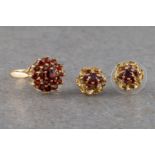 A 9ct yellow gold garnet cluster ring