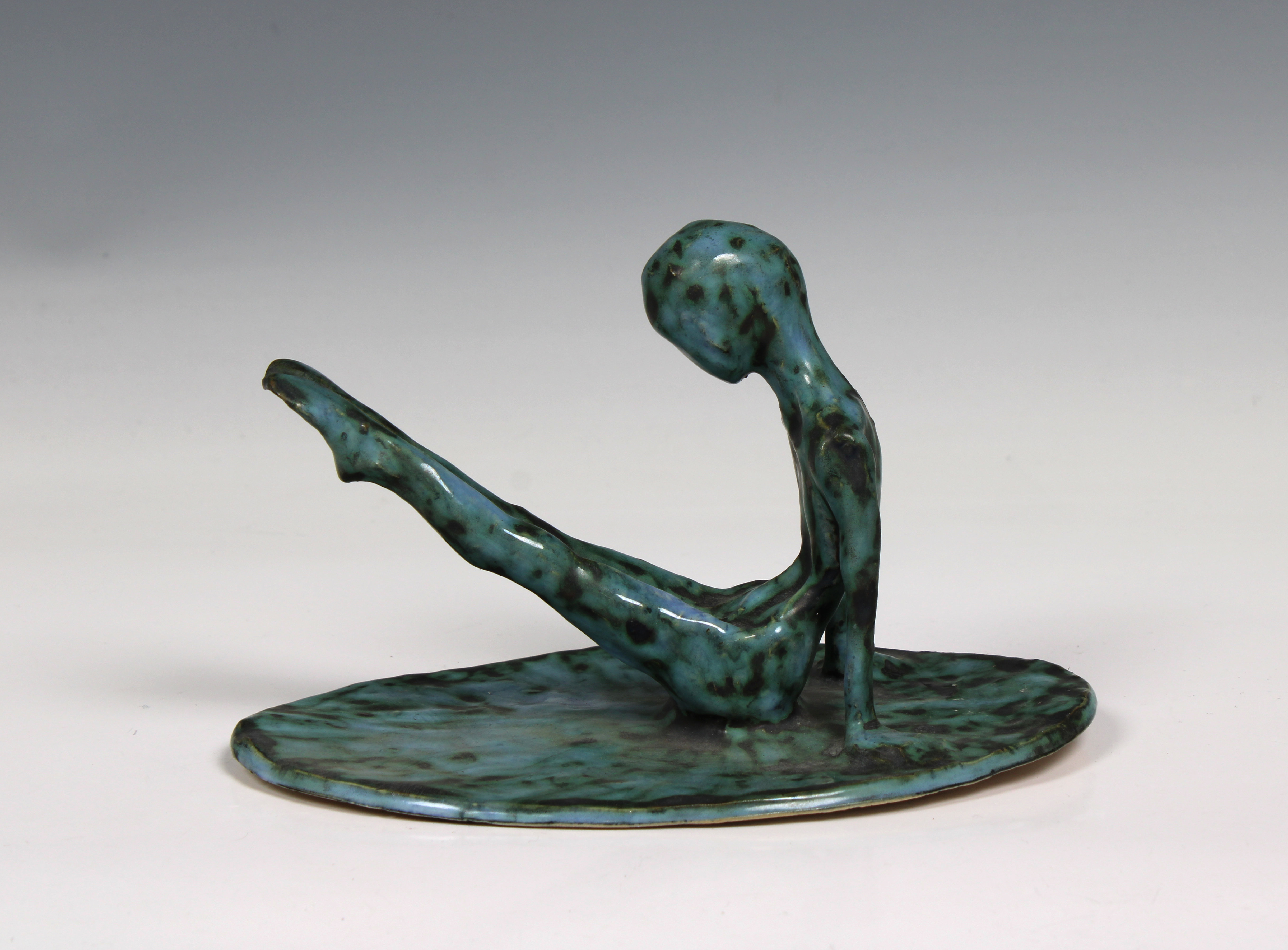 Elizabeth Ann Macphail (1939-89) glazed sculpture featuring a stylised figure doing floor exercises - Image 3 of 4
