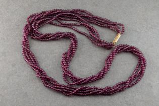 A garnet bead necklace