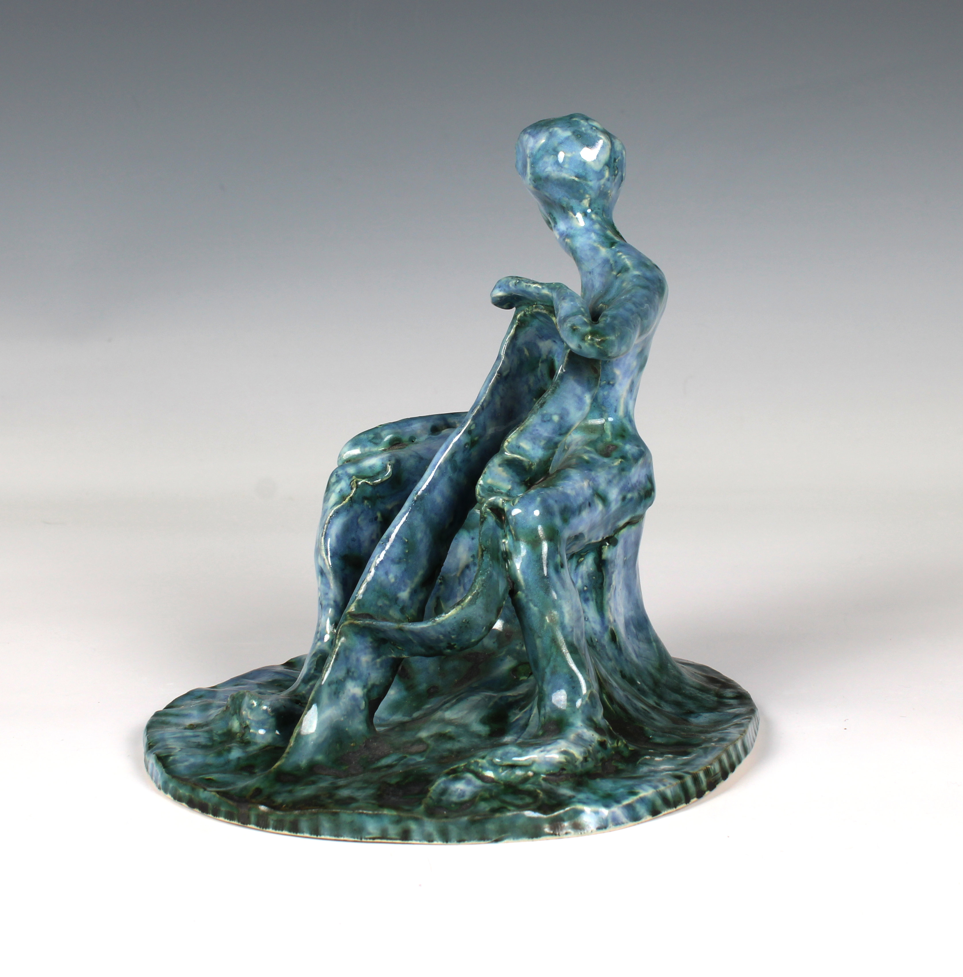 Elizabeth Ann Macphail (1939-89) A blue / turquoise glazed musician with cello type instrument - Image 2 of 5