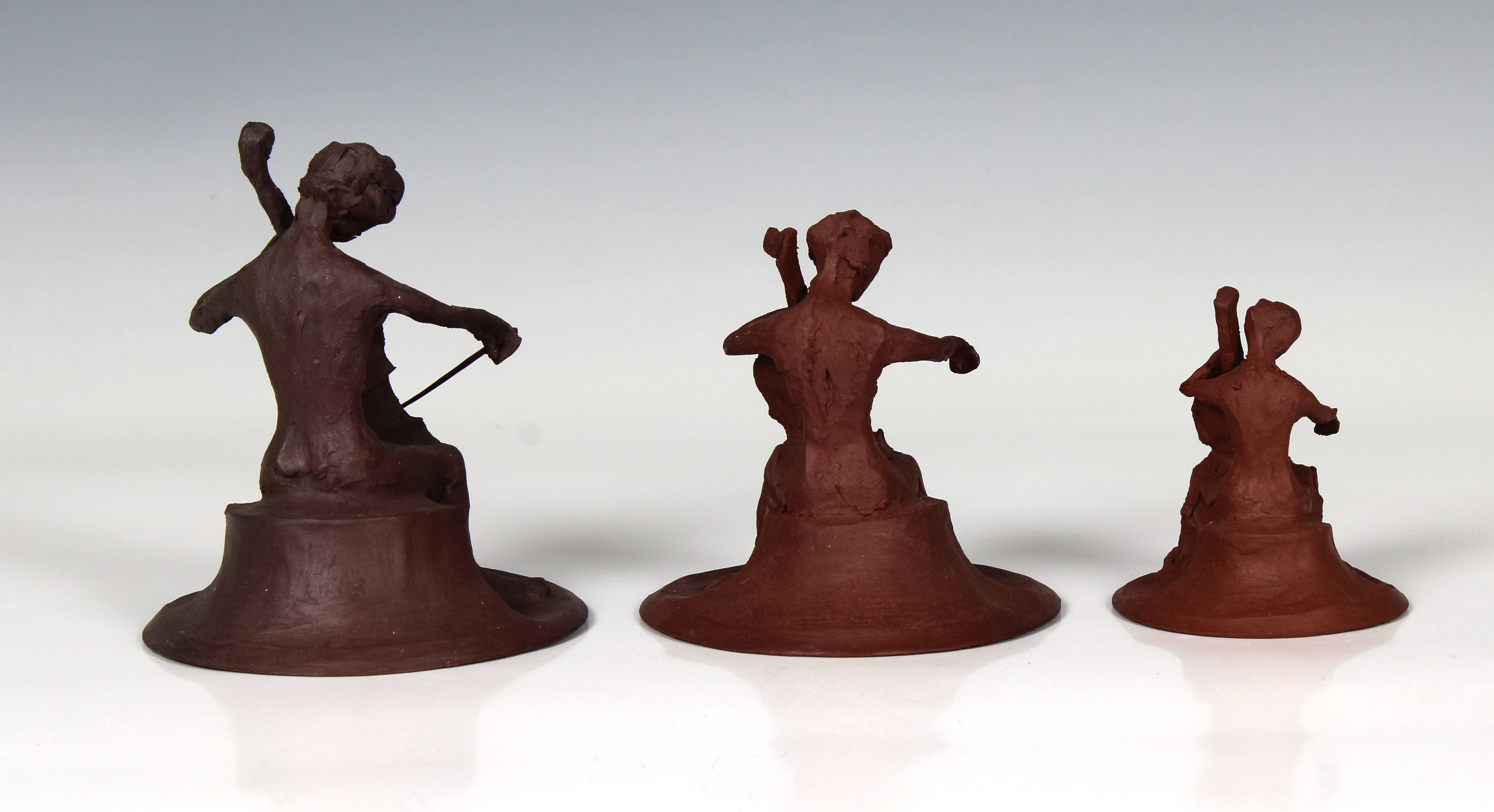 Elizabeth Ann Macphail (1939-89) Three small unglazed cellist or double bass players - Image 2 of 4