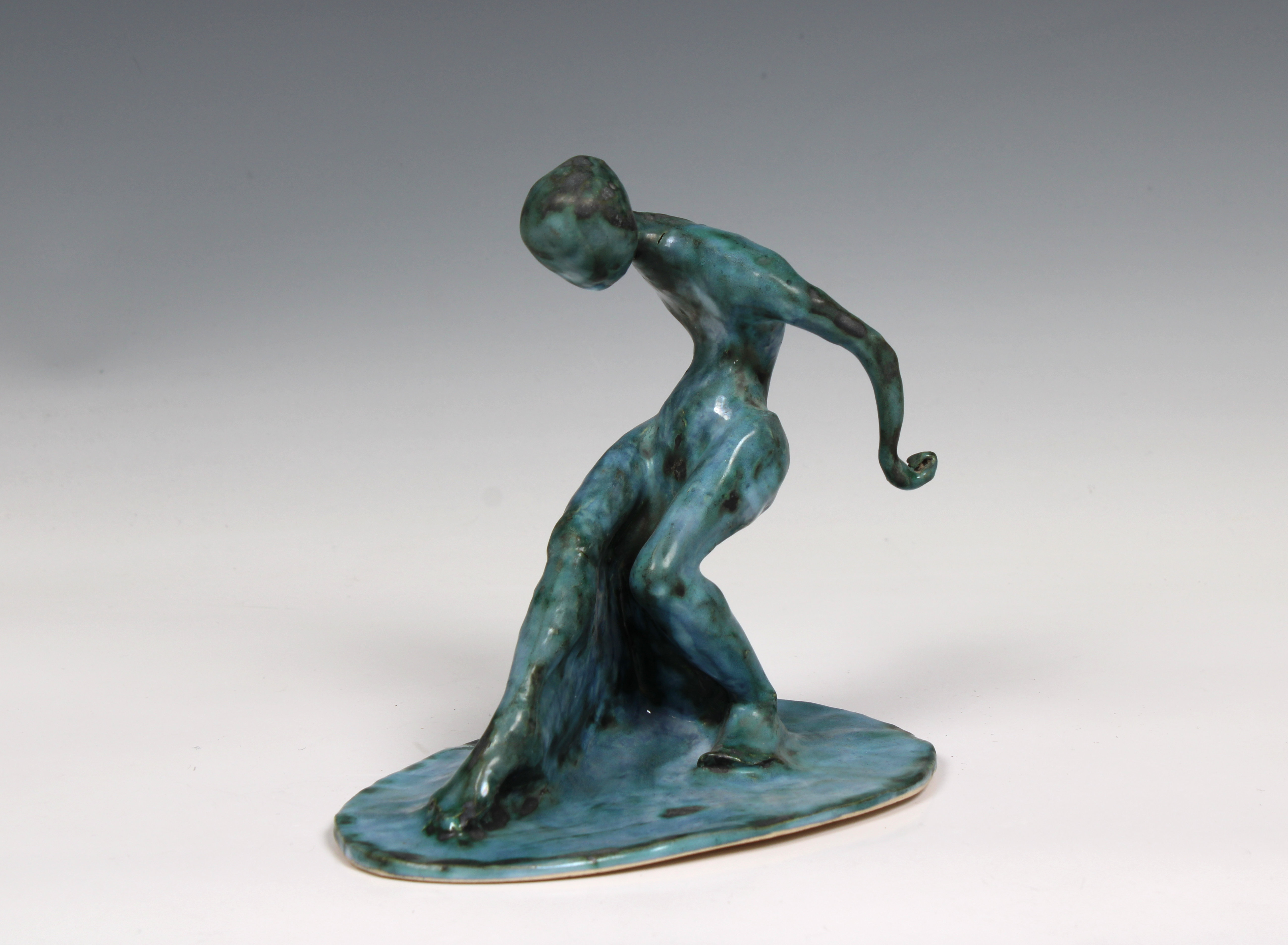 Elizabeth Ann Macphail (1939-89) glazed sculpture featuring a stylised figure doing floor exercises - Image 4 of 5