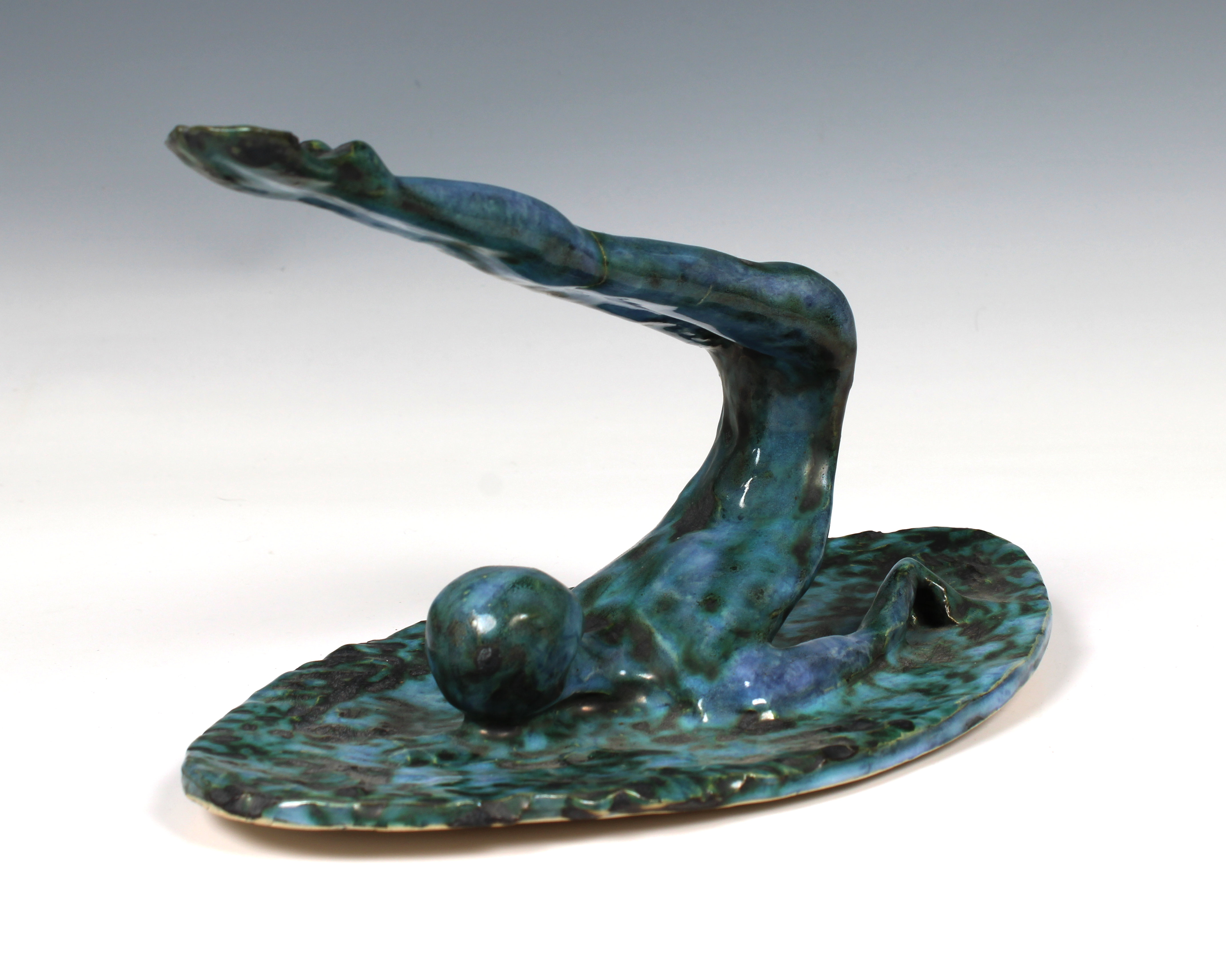 Elizabeth Ann Macphail (1939-89) glazed sculpture featuring a stylised figure doing floor exercise - Image 4 of 6