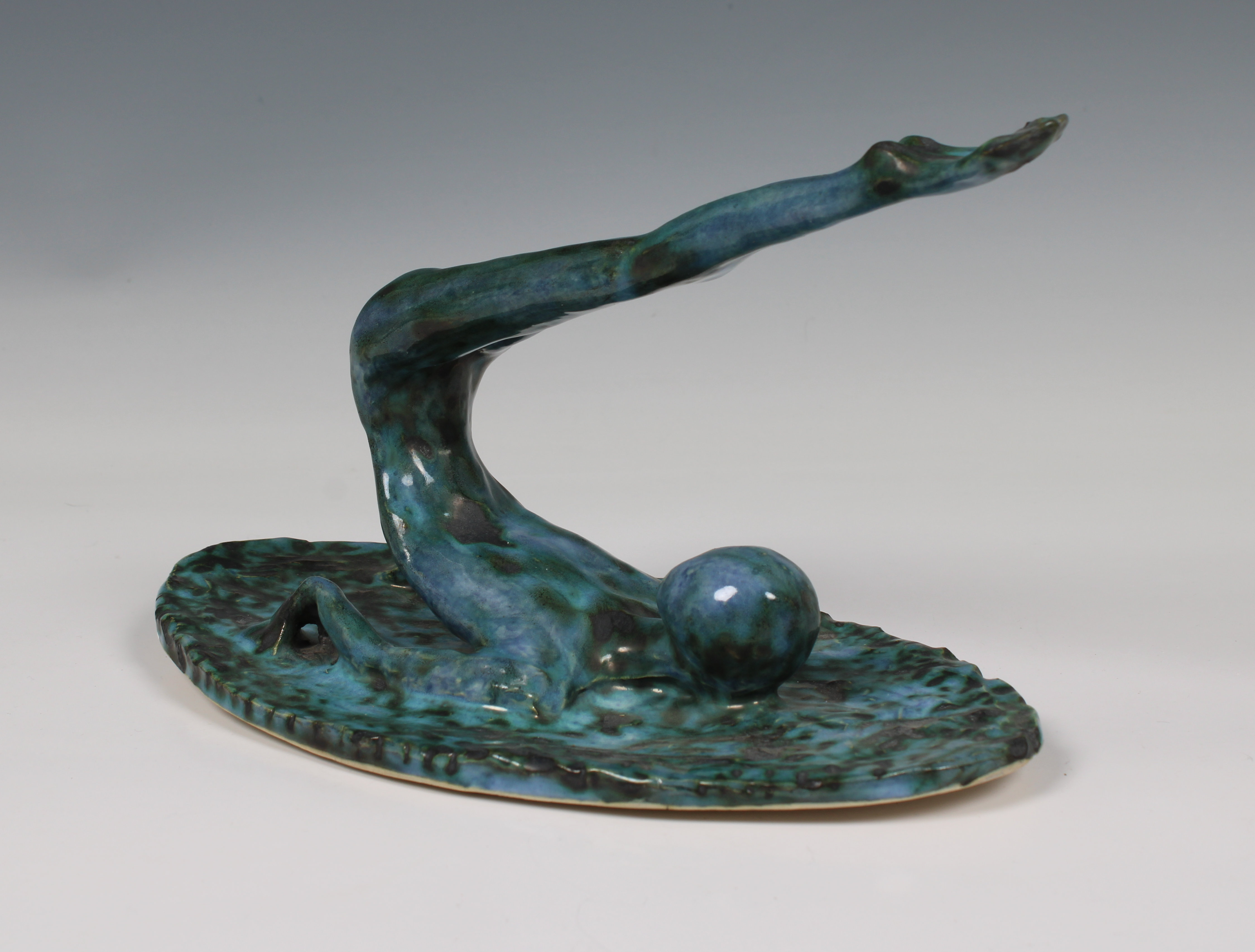 Elizabeth Ann Macphail (1939-89) glazed sculpture featuring a stylised figure doing floor exercise - Image 3 of 6