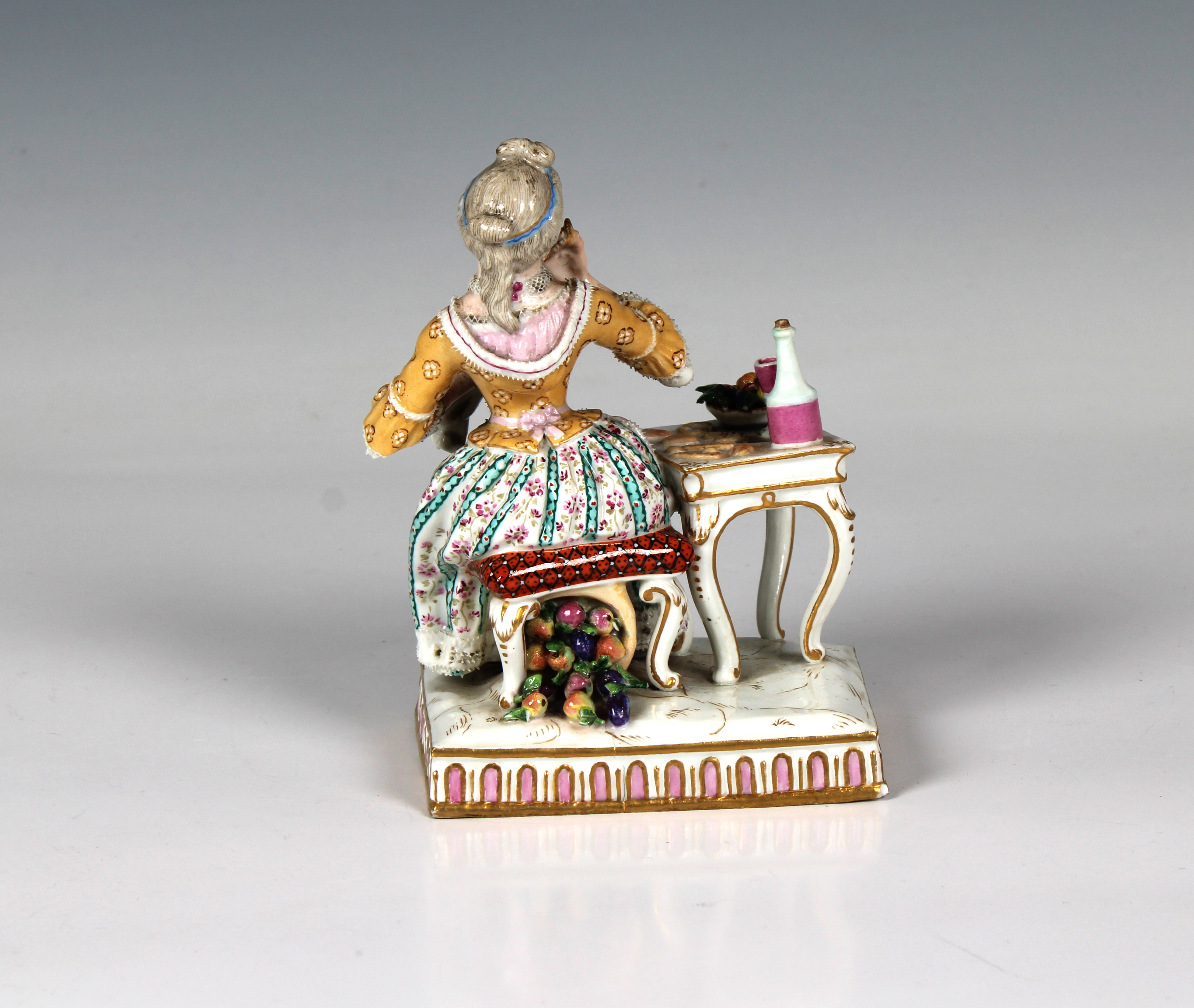 A Meissen porcelain figure of a seated lady taking tea - Image 2 of 5