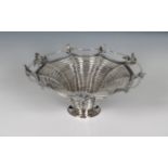 An unusual Victorian nonagonal silver fruit basket or table centrepiece