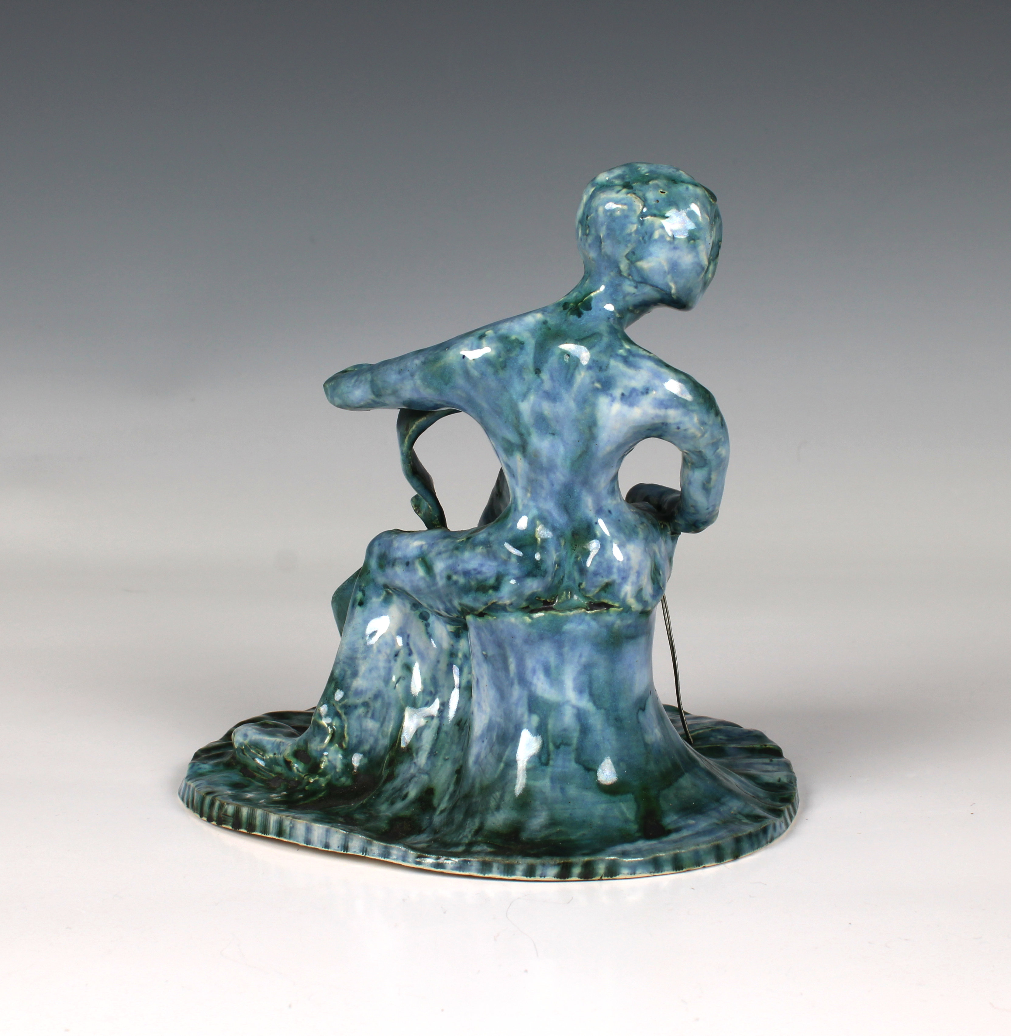 Elizabeth Ann Macphail (1939-89) A blue / turquoise glazed musician with cello type instrument - Image 3 of 5