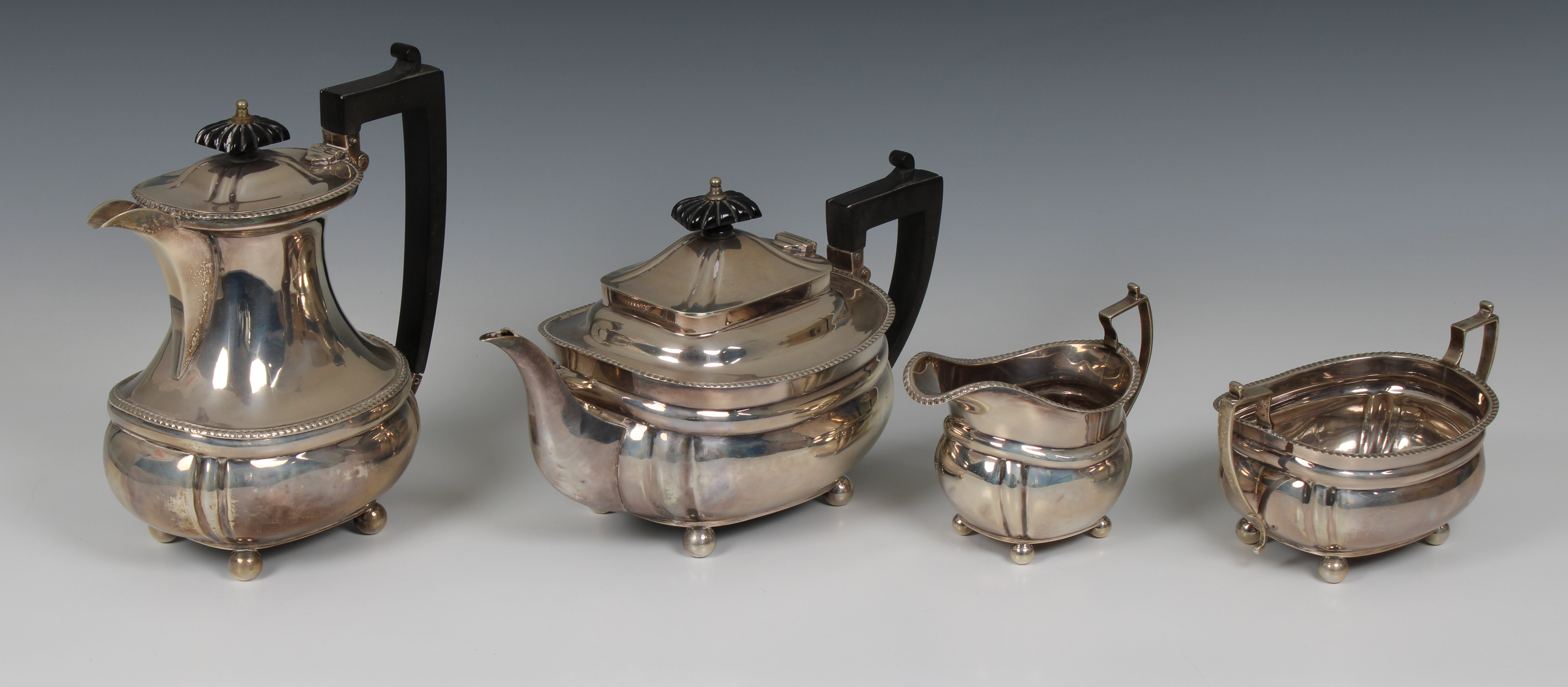 An Edwardian four piece silver tea service - Image 2 of 3