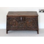 A small 17th Century and later oak coffer