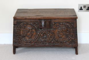 A small 17th Century and later oak coffer