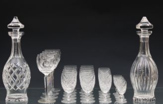 A part suite of Waterford Crystal 'BOYNE' pattern drinking glasses and decanter