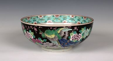 A Chinese late 19th century famille noire porcelain bowl