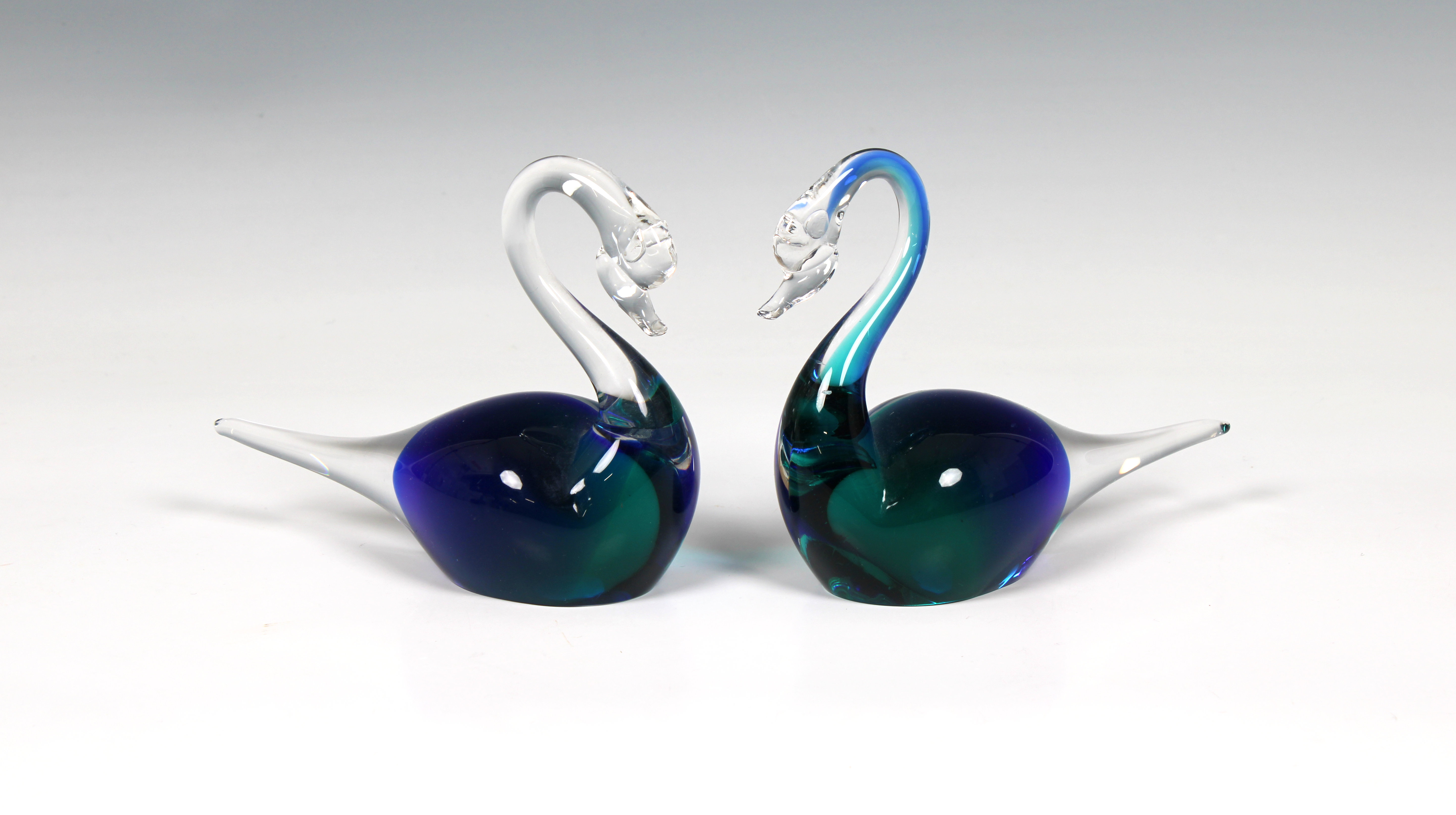 Pair of Murano glass swans by V. Nason & C.
