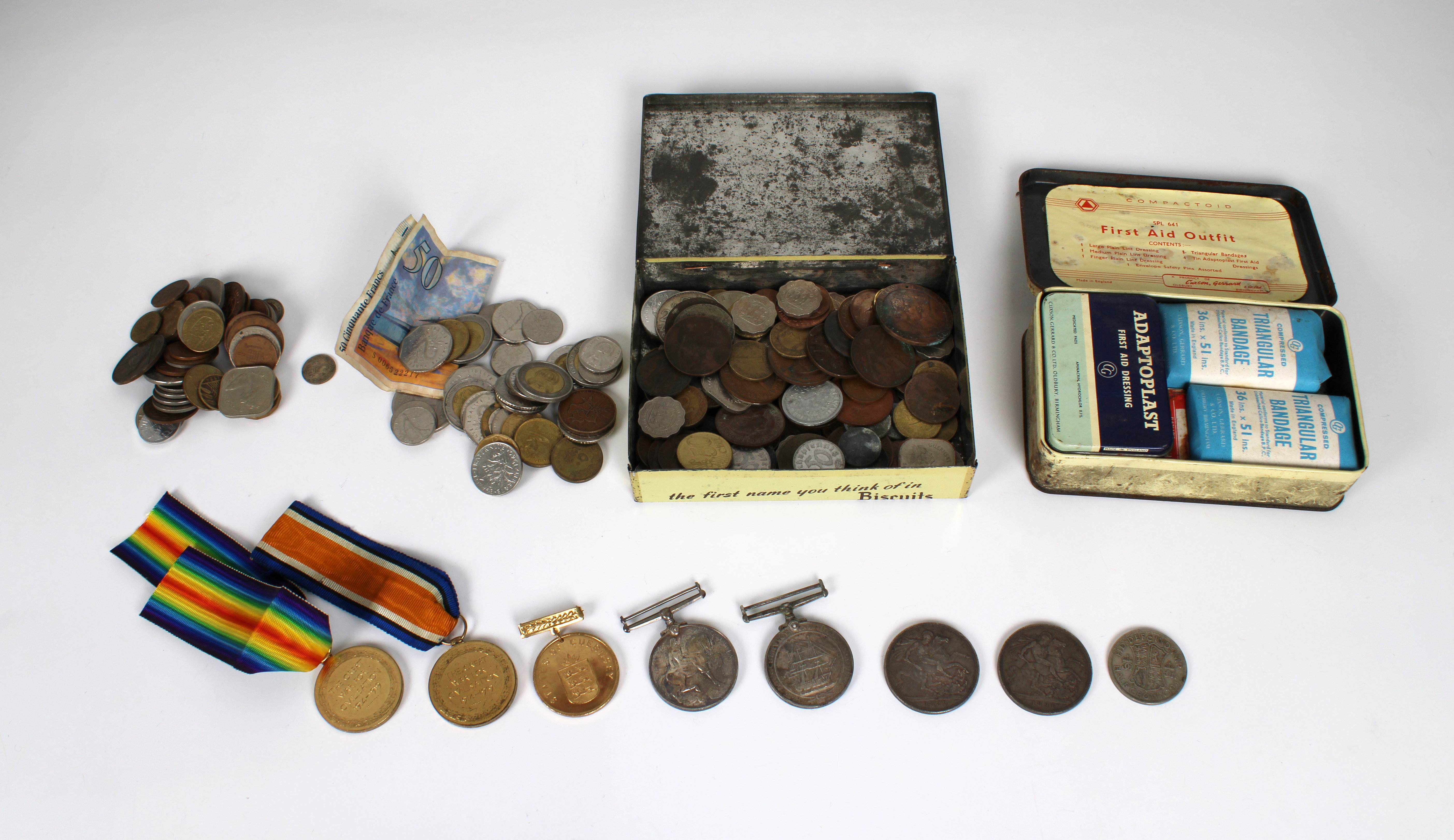 Collection of medals and coins etc - A Royal Guernsey Light infantry Victory medal - Image 8 of 8