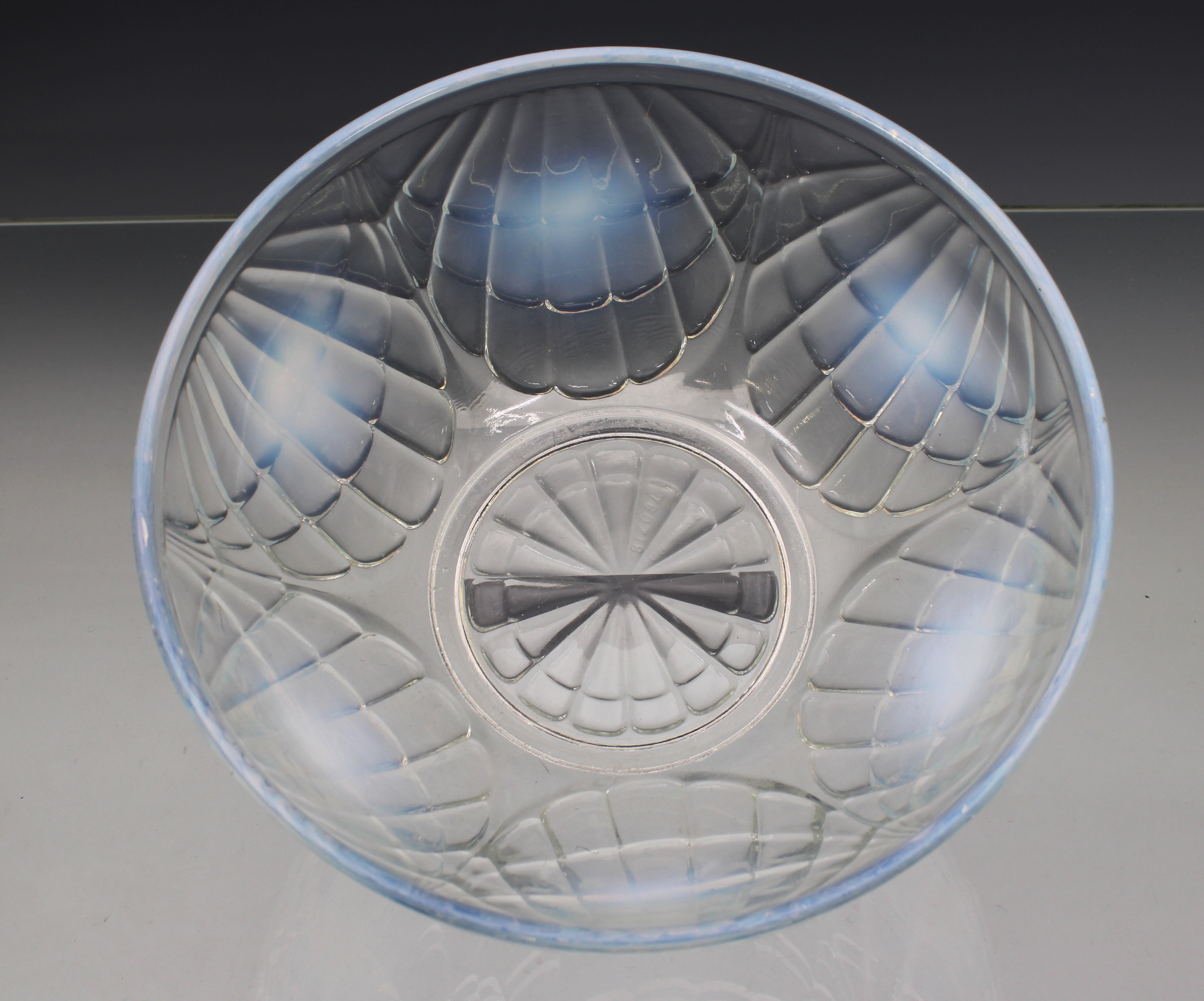 An art deco Jobling opalescent and clear glass moulded bowl - Image 2 of 2