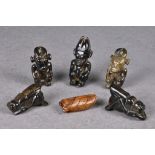 A group of six Chinese jade and hardstone carvings