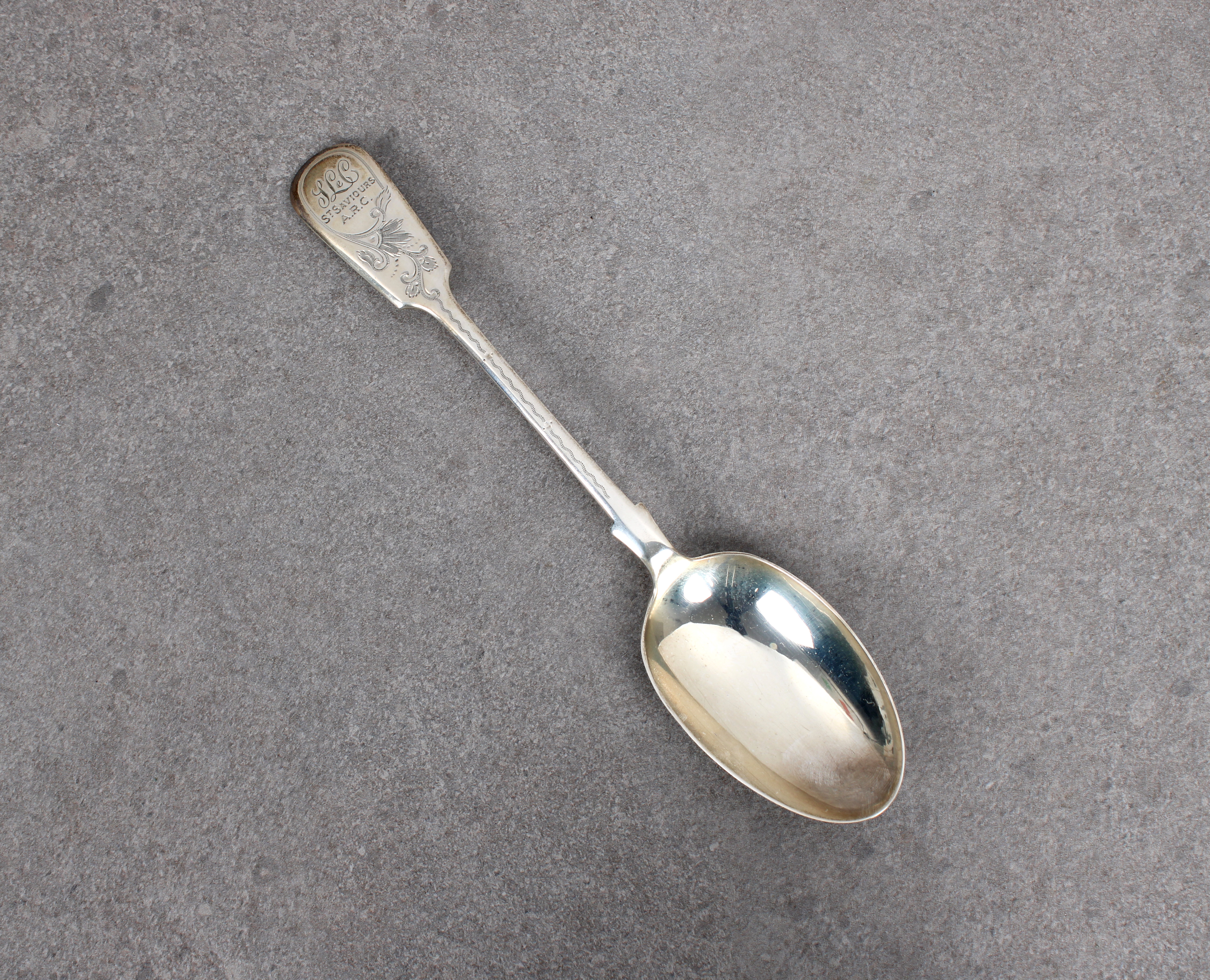 Guernsey shooting interest - A fiddle pattern shooting prize table spoon