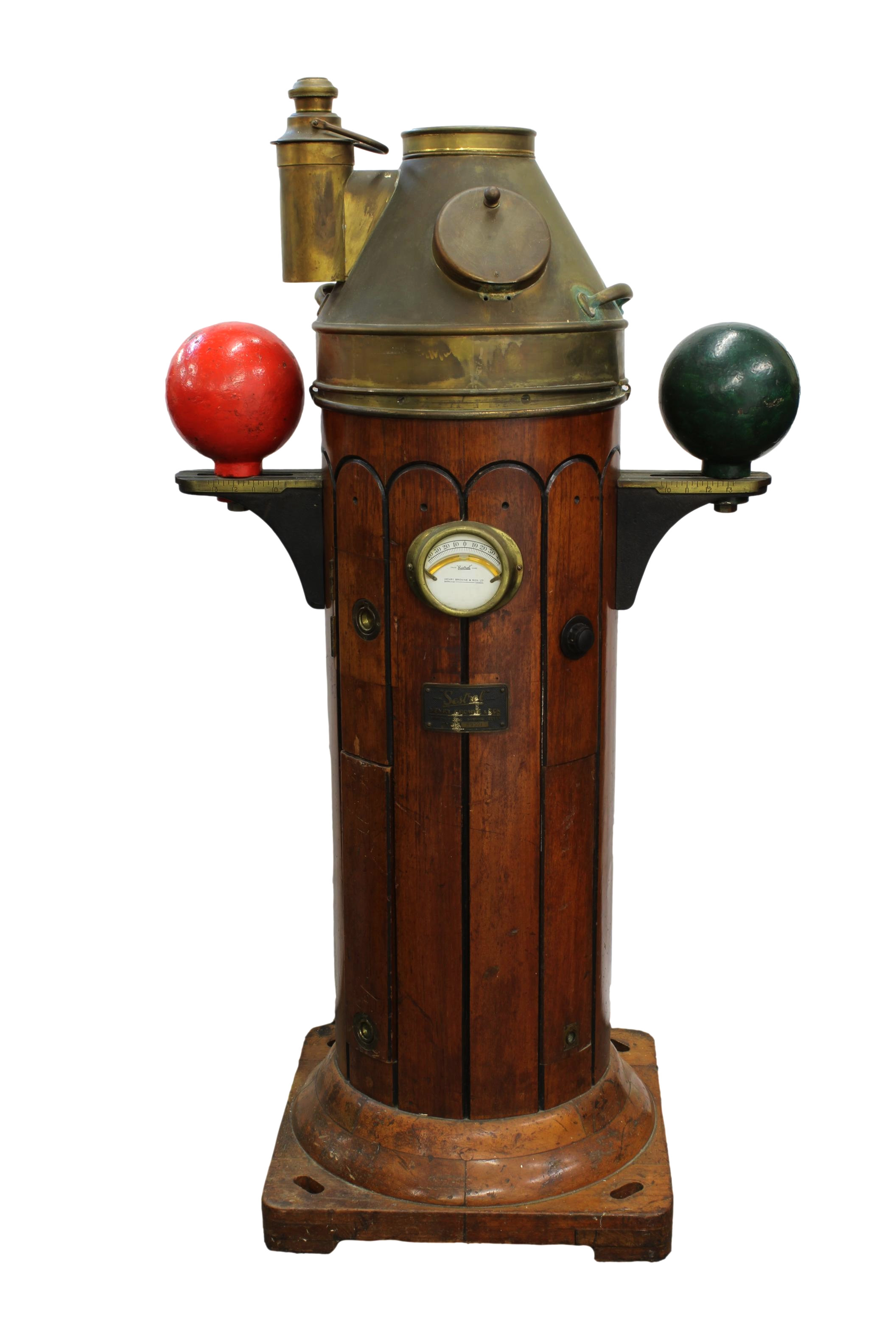 A teak and brass compass binnacle 'Sestrel' Dead Beat by Henry Browne & Co of Essex