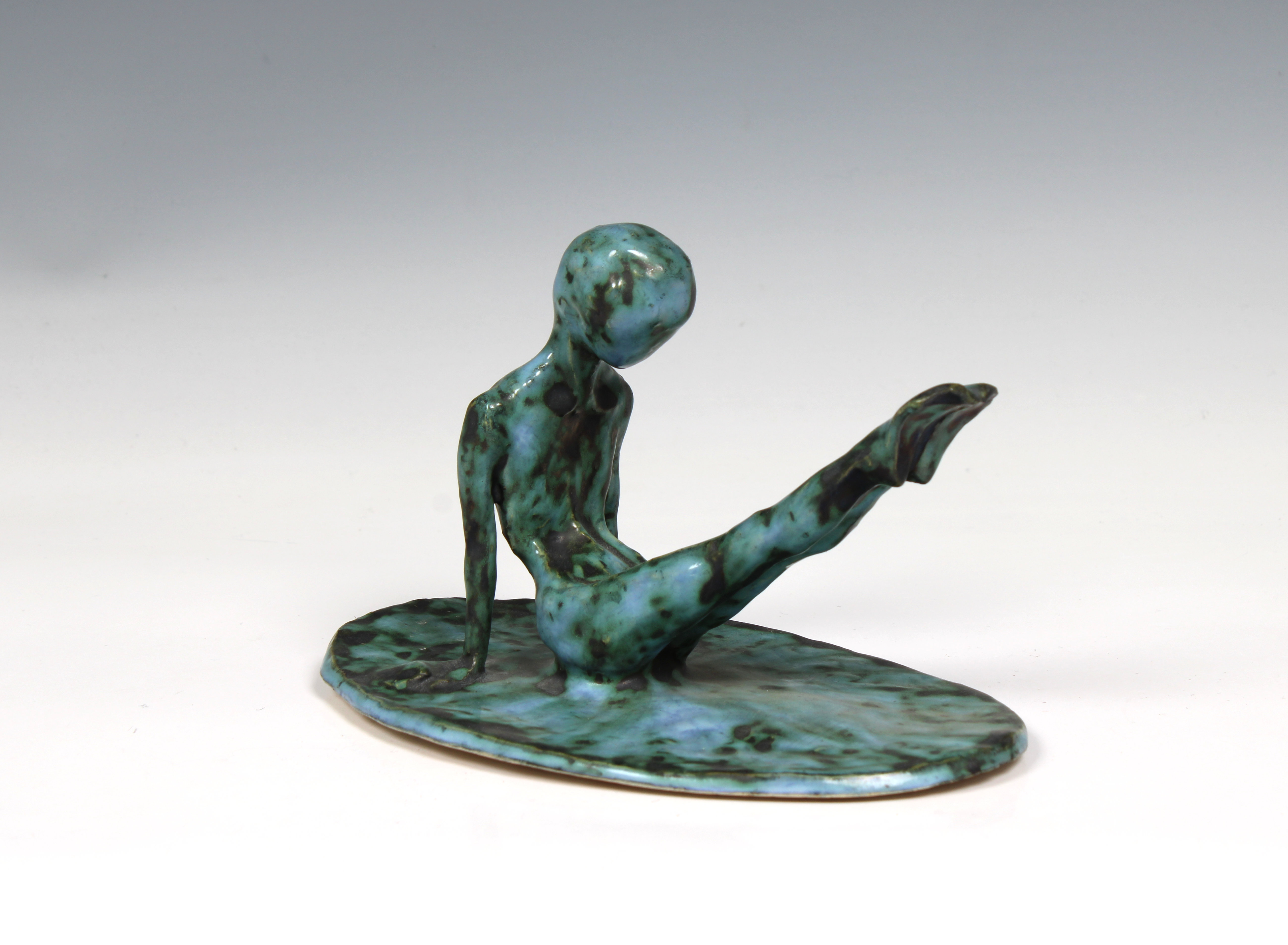 Elizabeth Ann Macphail (1939-89) glazed sculpture featuring a stylised figure doing floor exercises