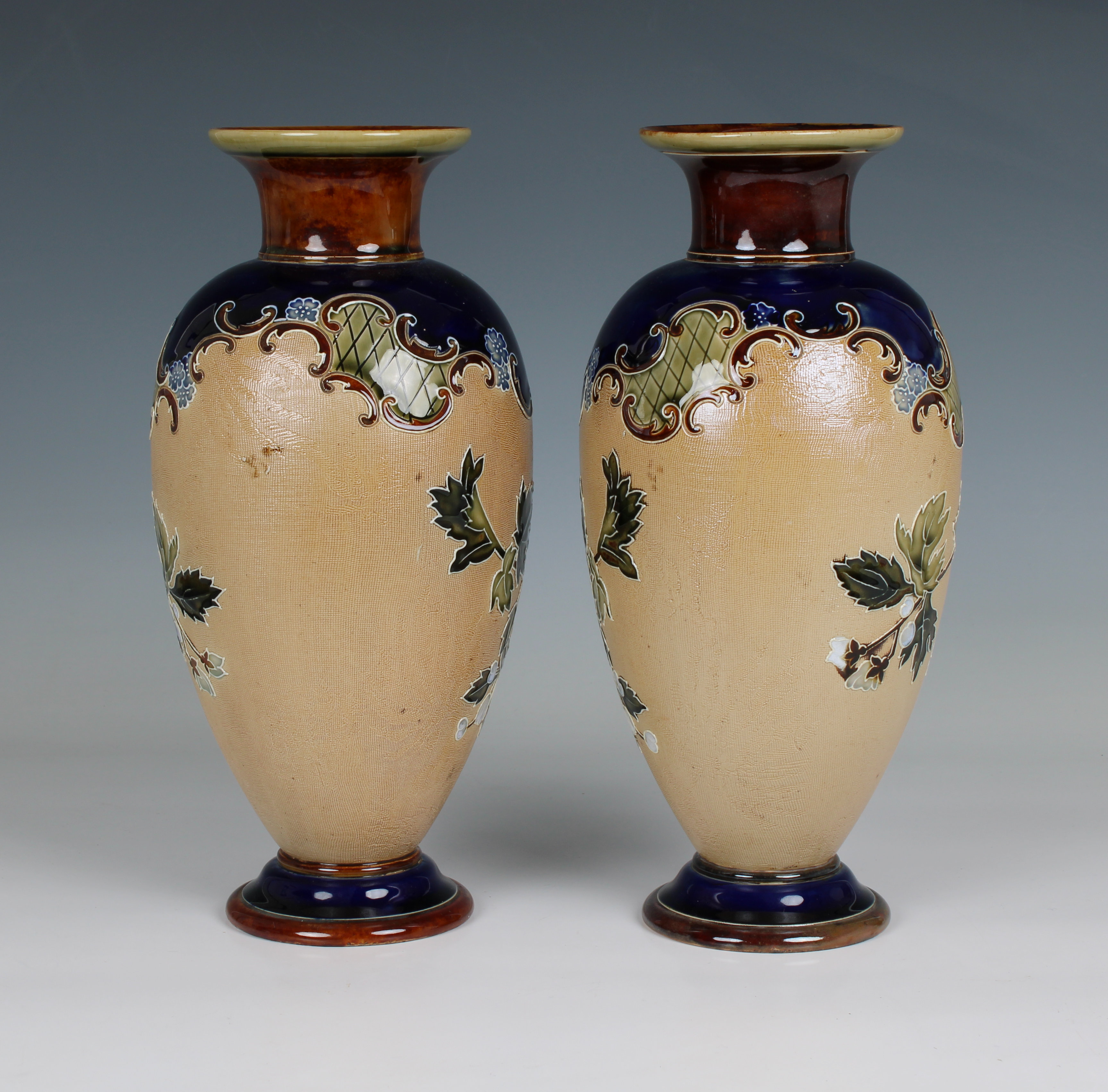 A matched pair of Doulton Lambeth Slater's Patent vases - Image 3 of 4