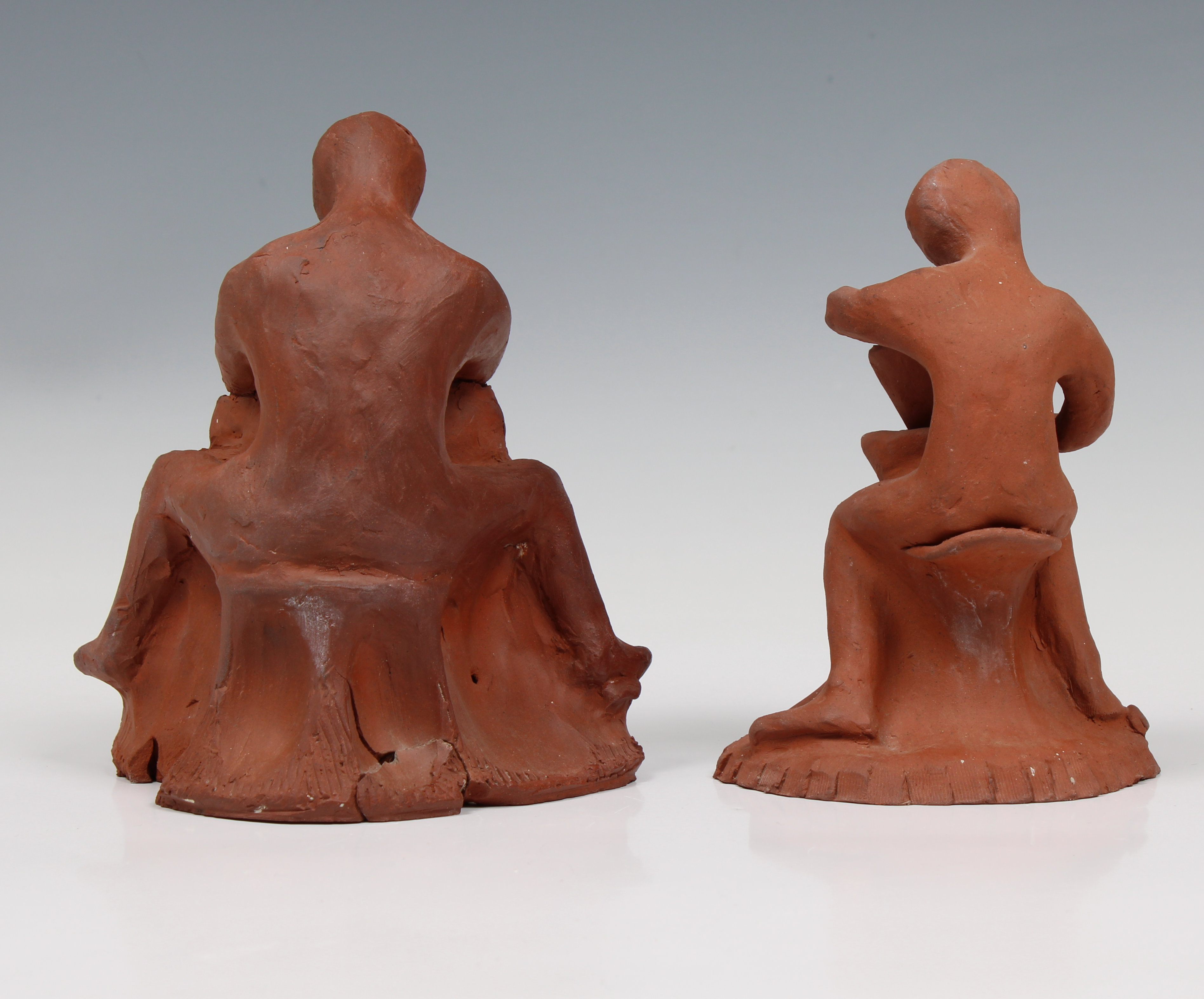 Elizabeth Ann Macphail (1939-89) Two unglazed sculptures depicting potters at a wheel - Image 3 of 5