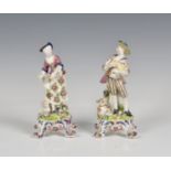 A pair of Bow porcelain figures of a shepherd and shepherdess